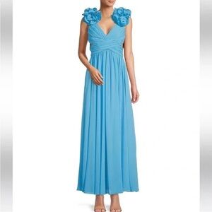 Antonio Melani Blue Manila Rosette Maxi Dress